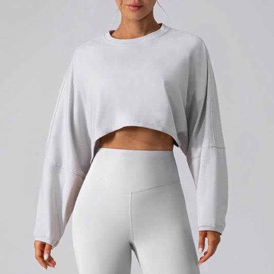 Womens Long Sleeve Yoga Crop Top - Fitness Gym Shirt for Running and Workout - ZOOMNSTORE