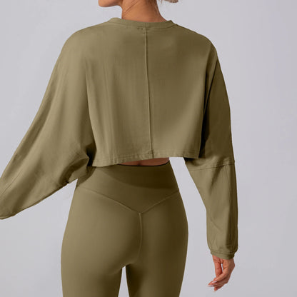 Womens Long Sleeve Yoga Crop Top - Fitness Gym Shirt for Running and Workout - ZOOMNSTORE
