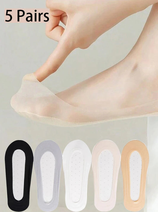 Womens No-Show Ankle Socks - 5 Pairs Cotton Invisible Low Cut Summer Boat Socks - ZOOMNSTORE