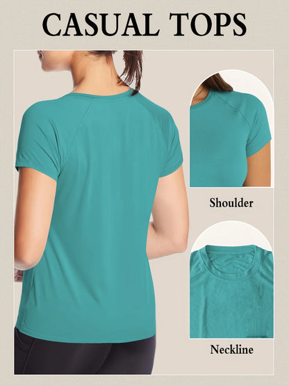 Womens Quick Dry Moisture Wicking Gym T-Shirt - Short Sleeve Training Top - ZOOMNSTORE