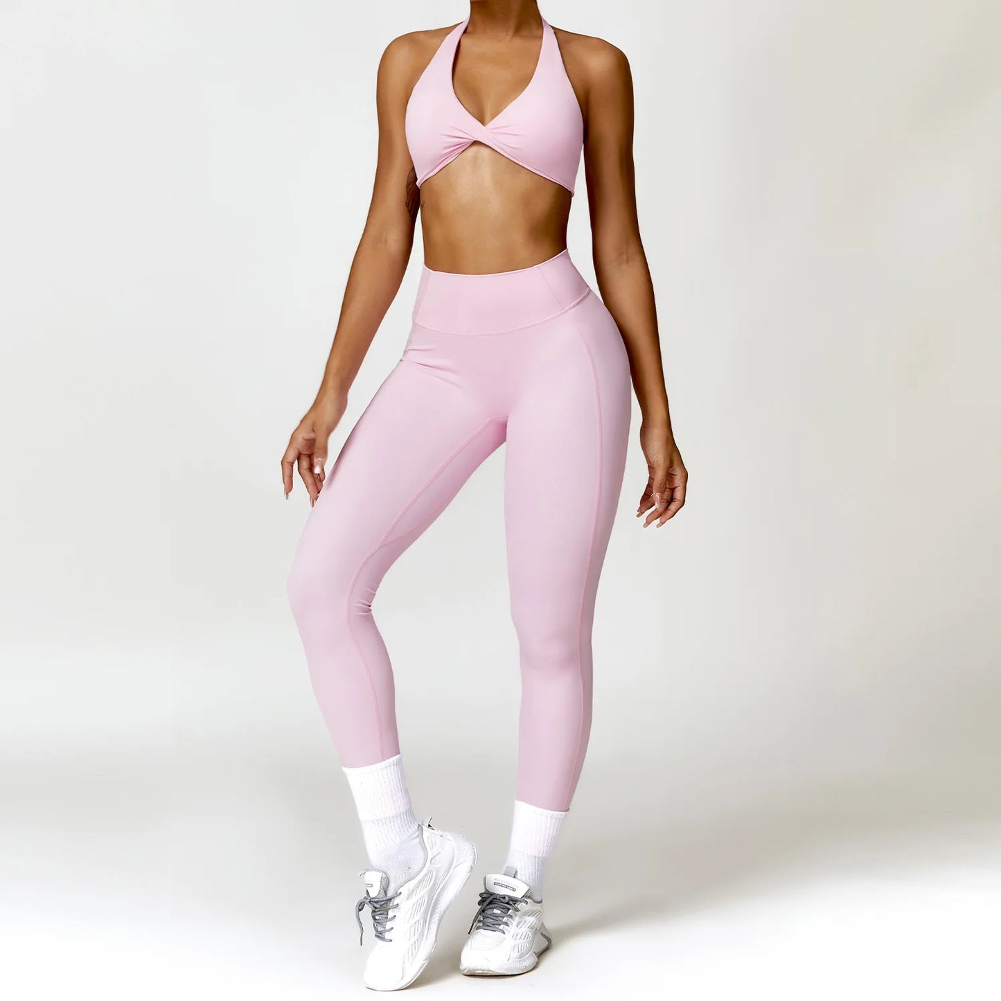 Womens Seamless Yoga Set - 2PCS Gym Workout Clothes with Push Up Bra  High Waist Leggings - ZOOMNSTORE