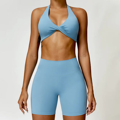 Womens Seamless Yoga Set - 2PCS Gym Workout Clothes with Push Up Bra  High Waist Leggings - ZOOMNSTORE