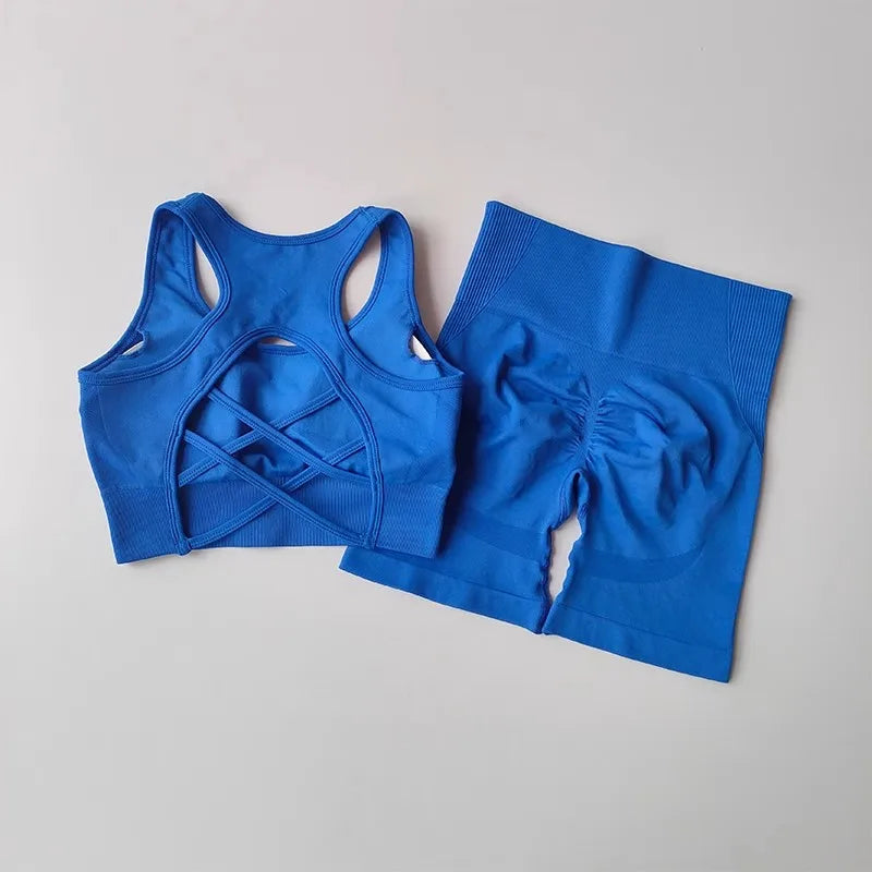 Womens Seamless Yoga Set - High Waist Sports Bra  Shorts Gym Outfit - ZOOMNSTORE