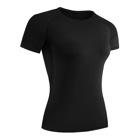Womens Short Sleeve Compression Athletic T-Shirt - Quick Dry Yoga  Running Top - ZOOMNSTORE