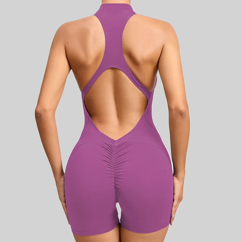 Womens Sleeveless Sports Jumpsuit - Yoga Workout Bodysuit Set - ZOOMNSTORE