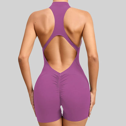 Womens Sleeveless Sports Jumpsuit - Yoga Workout Bodysuit Set - ZOOMNSTORE