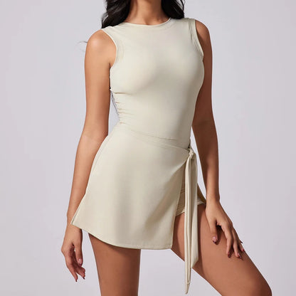 Womens Tennis Dress with Built-in Shorts - Sleeveless Athletic Workout Skort Dress - ZOOMNSTORE