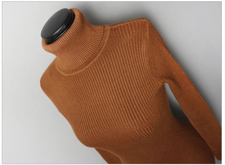 Womens Turtleneck Bodycon Dress - Warm Long Sleeve Knit Mini Dress for Office  Casual Wear - ZOOMNSTORE