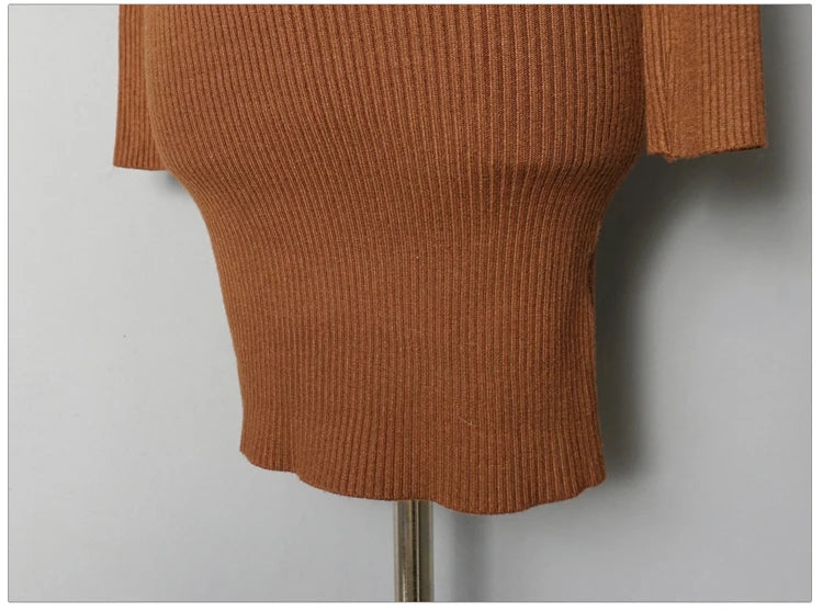 Womens Turtleneck Bodycon Dress - Warm Long Sleeve Knit Mini Dress for Office  Casual Wear - ZOOMNSTORE