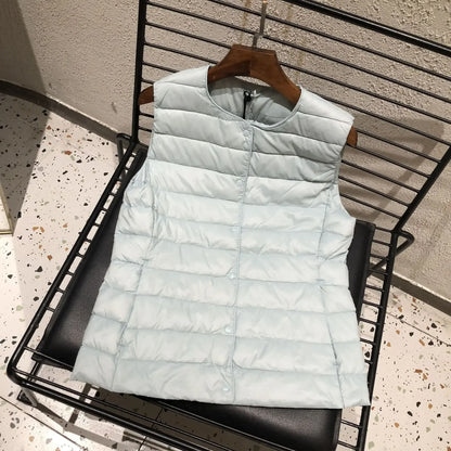 Womens Ultra Lightweight Packable Sleeveless Puffer Jacket - 90 White Duck Down Winter Vest - ZOOMNSTORE