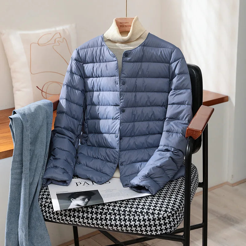 Womens Ultra Lightweight Packable White Duck Down Puffer Jacket - Warm Autumn Winter Slim Fit Coat - ZOOMNSTORE