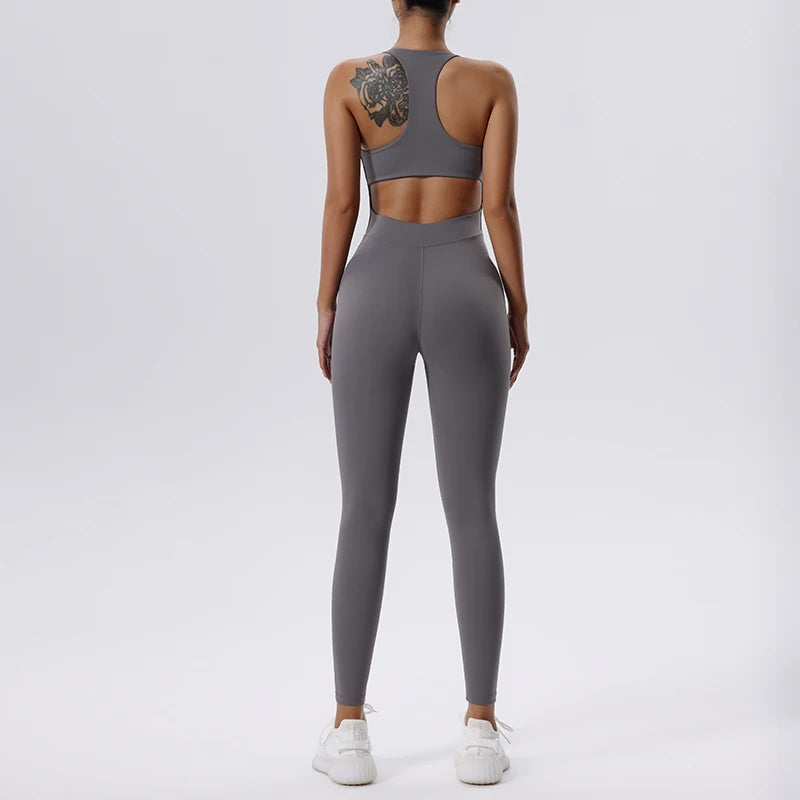 Womens Yoga Jumpsuit - Casual Sleeveless Activewear All-in-One Fitness Outfit - ZOOMNSTORE