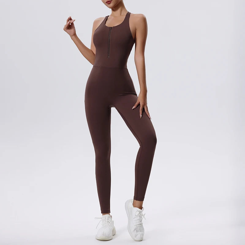 Womens Yoga Jumpsuit - Casual Sleeveless Activewear All-in-One Fitness Outfit - ZOOMNSTORE