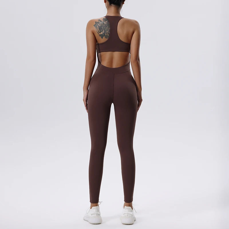 Womens Yoga Jumpsuit - Casual Sleeveless Activewear All-in-One Fitness Outfit - ZOOMNSTORE