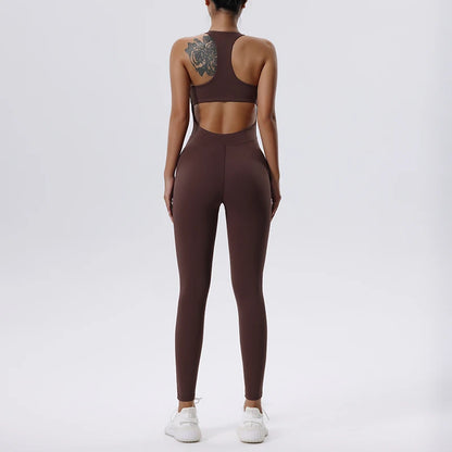 Womens Yoga Jumpsuit - Casual Sleeveless Activewear All-in-One Fitness Outfit - ZOOMNSTORE