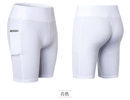Womens Yoga Shorts - Quick Dry Fitness Biker Running Shorts with Pocket - ZOOMNSTORE