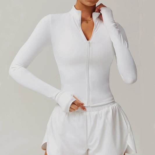 Womens Zip Yoga Jacket - Slim Fit Long Sleeve Activewear Top - ZOOMNSTORE