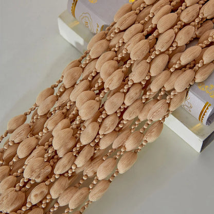 Wood Beaded Curtain - 2m Bamboo Linen Panel With Tassels | Room Divider, Privacy & Airflow - ZOOMNSTORE