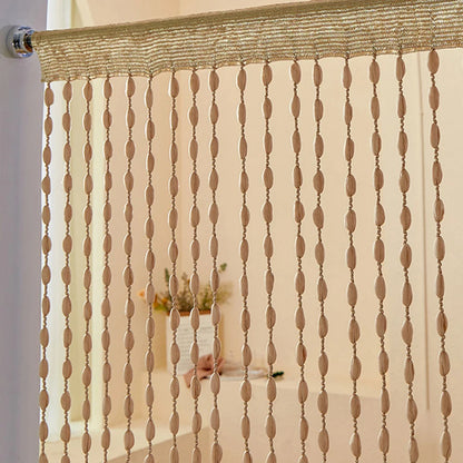 Wood Beaded Curtain - 2m Bamboo Linen Panel With Tassels | Room Divider, Privacy & Airflow - ZOOMNSTORE