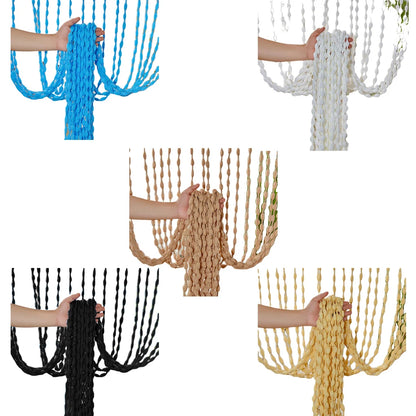 Wood Beaded Curtain - 2m Bamboo Linen Panel With Tassels | Room Divider, Privacy & Airflow - ZOOMNSTORE