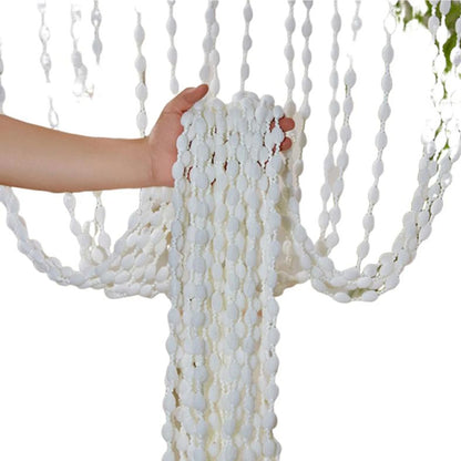 Wood Beaded Curtain - 2m Bamboo Linen Panel With Tassels | Room Divider, Privacy & Airflow - ZOOMNSTORE