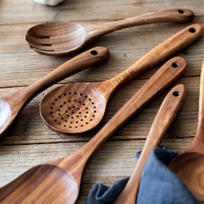 Wood Kitchenware Set – Eco Friendly Cooking Utensils With Storage Bucket - ZOOMNSTORE