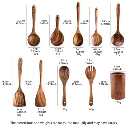 Wood Kitchenware Set – Eco Friendly Cooking Utensils With Storage Bucket - ZOOMNSTORE