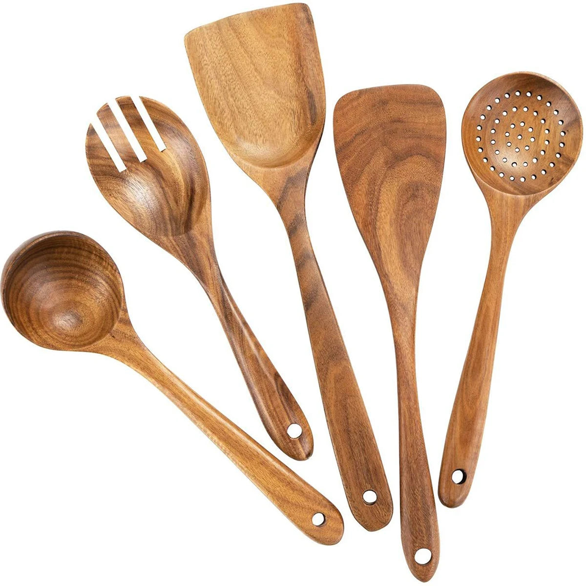 Wood Kitchenware Set – Eco Friendly Cooking Utensils With Storage Bucket - ZOOMNSTORE