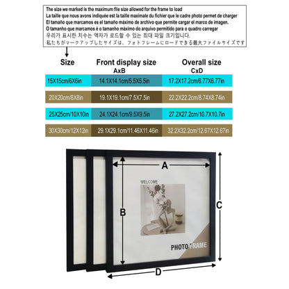 Wood Square Photo Frames - 3Pcs Wall Hanging  Desktop Decor 20x20  30x30cm - ZOOMNSTORE