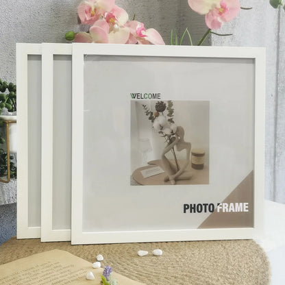 Wood Square Photo Frames - 3Pcs Wall Hanging  Desktop Decor 20x20  30x30cm - ZOOMNSTORE
