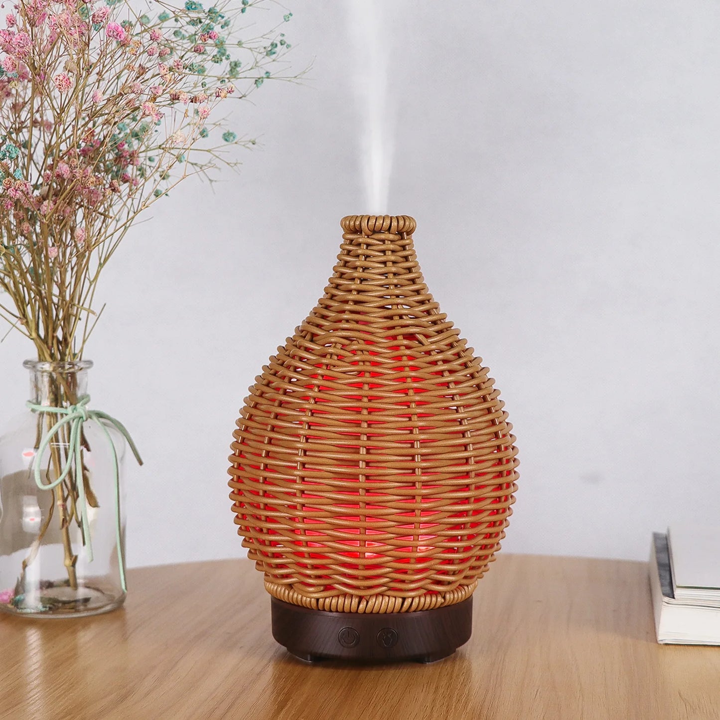 Wood Weave Humidifier - Ultrasonic Aromatherapy Diffuser With Night Light & Quiet Mist - ZOOMNSTORE