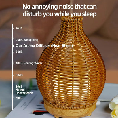 Wood Weave Humidifier - Ultrasonic Aromatherapy Diffuser With Night Light & Quiet Mist - ZOOMNSTORE