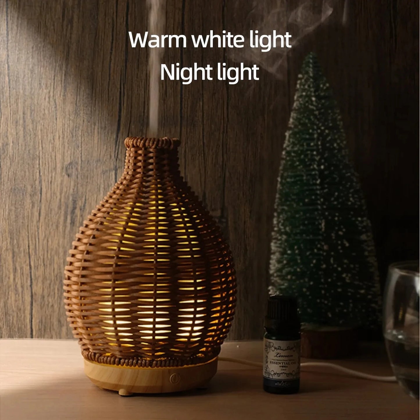 Wood Weave Humidifier - Ultrasonic Aromatherapy Diffuser With Night Light & Quiet Mist - ZOOMNSTORE