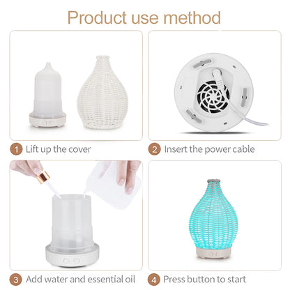 Wood Weave Humidifier - Ultrasonic Aromatherapy Diffuser With Night Light & Quiet Mist - ZOOMNSTORE
