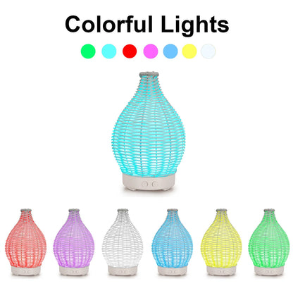Wood Weave Humidifier - Ultrasonic Aromatherapy Diffuser With Night Light & Quiet Mist - ZOOMNSTORE