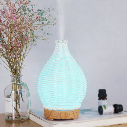 Wood Weave Humidifier - Ultrasonic Aromatherapy Diffuser With Night Light & Quiet Mist - ZOOMNSTORE