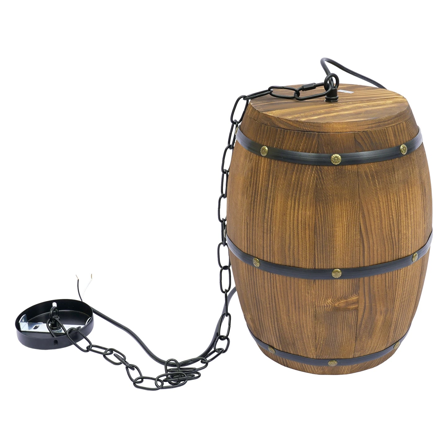 Wood Wine Barrel Pendant - Vintage Industrial Ceiling Lamp With Adjustable Chain - ZOOMNSTORE