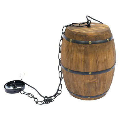 Wood Wine Barrel Pendant - Vintage Industrial Ceiling Lamp With Adjustable Chain - ZOOMNSTORE