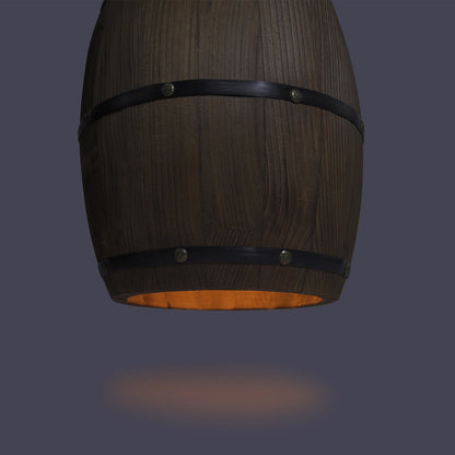 Wood Wine Barrel Pendant - Vintage Industrial Ceiling Lamp With Adjustable Chain - ZOOMNSTORE