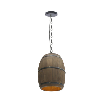 Wood Wine Barrel Pendant - Vintage Industrial Ceiling Lamp With Adjustable Chain - ZOOMNSTORE