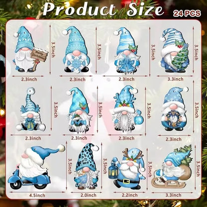 Wooden Christmas Gnome Decorations - 1224pcs Hanging Tree Plaque Set - ZOOMNSTORE