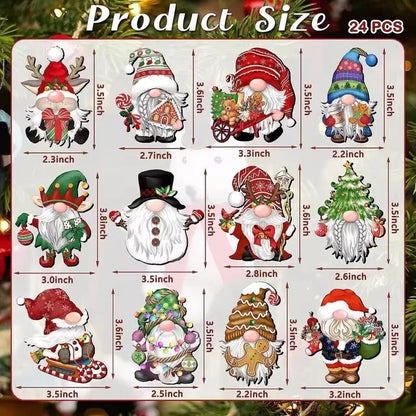 Wooden Christmas Gnome Decorations - 1224pcs Hanging Tree Plaque Set - ZOOMNSTORE