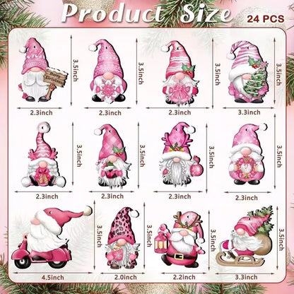 Wooden Christmas Gnome Decorations - 1224pcs Hanging Tree Plaque Set - ZOOMNSTORE