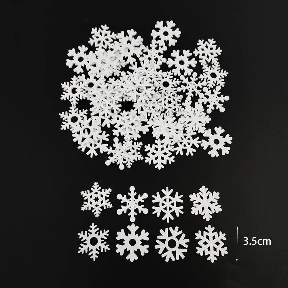 50pcs Christmas Wooden Ornaments - Santa Claus  Snowflake Tree Decorations - ZOOMNSTORE