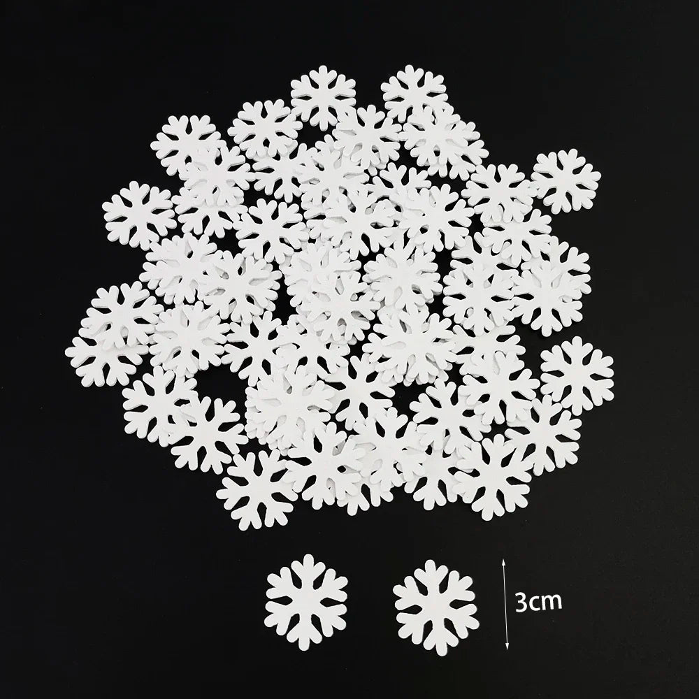 50pcs Christmas Wooden Ornaments - Santa Claus  Snowflake Tree Decorations - ZOOMNSTORE
