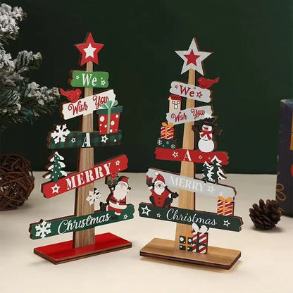 Wooden Christmas Ornaments - Rustic Xmas Tree Decor Santa Claus & Snowman 2025 - ZOOMNSTORE