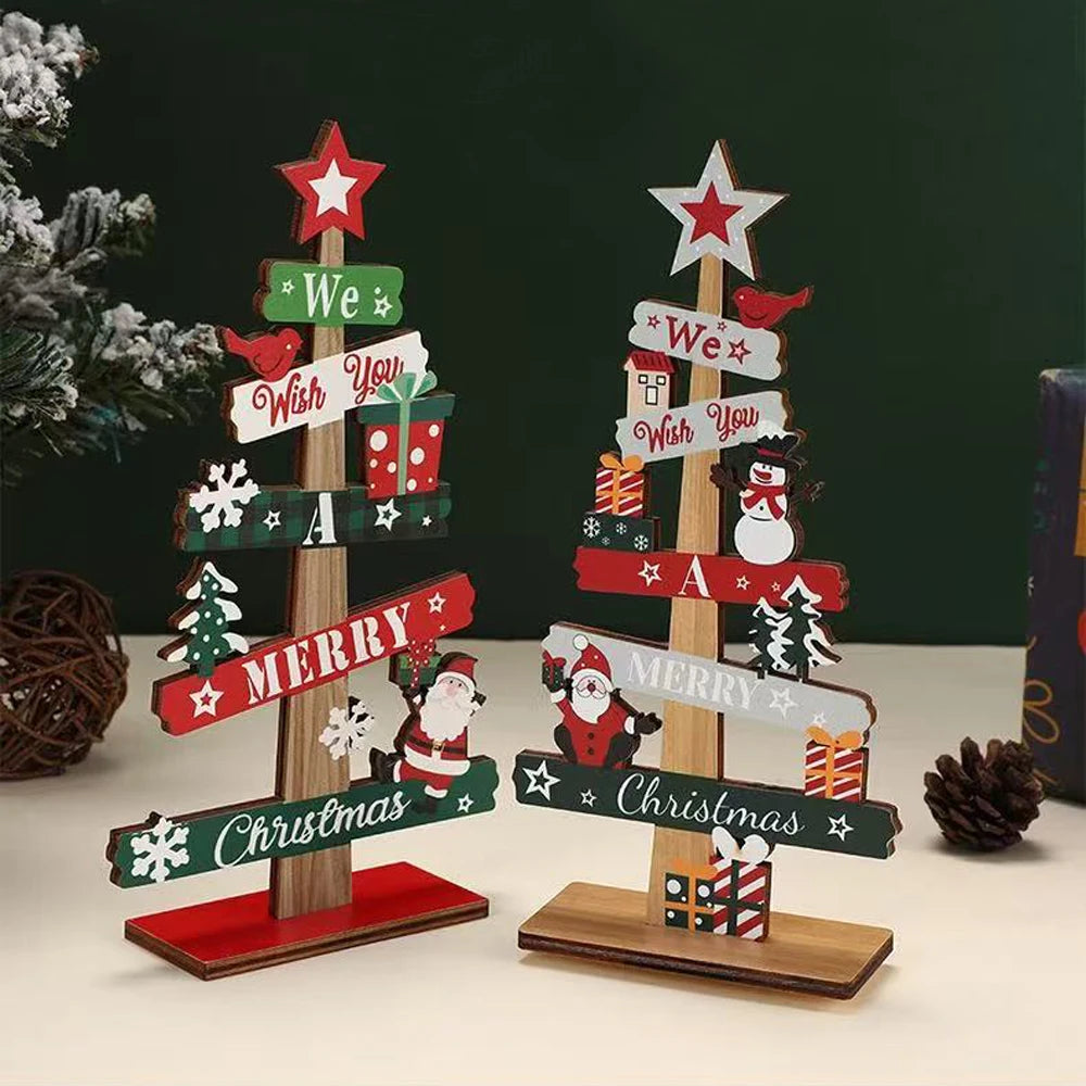 Wooden Christmas Ornaments - Rustic Xmas Tree Decor Santa Claus & Snowman 2025 - ZOOMNSTORE