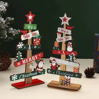 Wooden Christmas Ornaments - Rustic Xmas Tree Decor Santa Claus & Snowman 2025 - ZOOMNSTORE