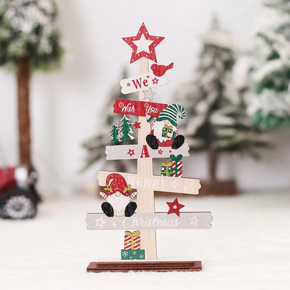 Wooden Christmas Tree Ornament - Santa Claus Holiday Plaque Decor - ZOOMNSTORE