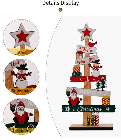 Wooden Christmas Tree Ornament - Santa Claus Holiday Plaque Decor - ZOOMNSTORE